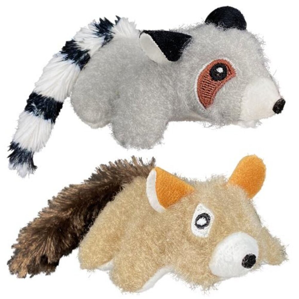 Lemur and Squirrel Plush Multicolor Cat Toy, Crinkle and Catnip, 2